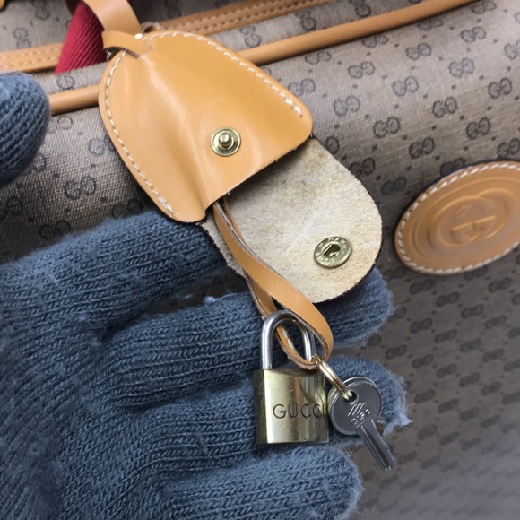 Gucci Web Monogram Vinyl Canvas Travel Bag Suitcase Sherry Line  FINAL SALE - Picture 16 of 16